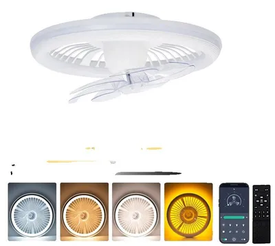 Image de Ventilateur de plafond, contrôle via application, éclairage LED à intensité variable, ventilateur de plafond avec lumière