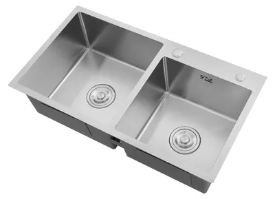 Produktbild von Küchenspüle, Edelstahl, Doppelbecken-Design, Silber