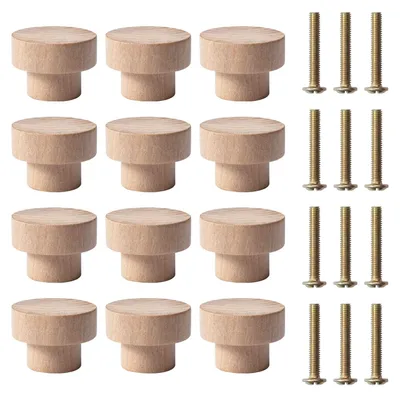 Productafbeelding van Meubelknop hout - 35 x 25 mm - Houten ladegreep - 12 stuks