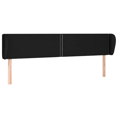Image de Tête de lit avec oreilles Noir 203x23x78/88 cm Tissu
