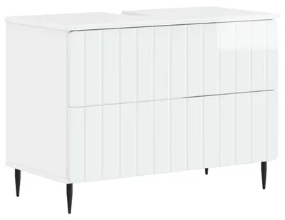 Image de vidaXL Meuble sous-lavabo ZWOLLE, blanc brillant, 82 x 41 x 58,5 cm