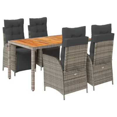 Produktbild von vidaXL 5-tlg. Garten-Essgruppe mit Kissen Grau Poly Rattan