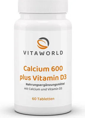 Image de Vitaworld Calcium 600 plus Vitamine D3 en comprimés, 60 comprimés