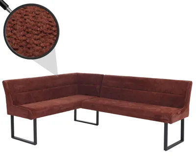 Obrázok produktu pre Rohová lavica HWC-O81, jedálenská lavica, Öko-Tex (310 g/m²) ženilková látka/textil s kovovými prvkami, 159 x 210 cm ~ červená