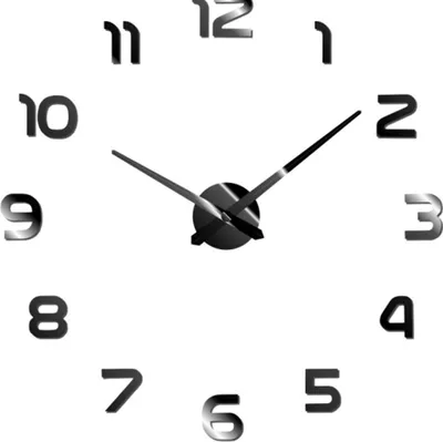 Produktbild von Miraval DIY Wanduhr Schwarz – Moderne selbstklebende Wanduhr mit großen Zahlen, geräuscharmes Quarzuhrwerk, extra große Ziffern, 119 mm