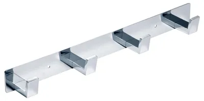 Produktbild von Verchromte Wandgarderobenhaken mit 4 Haken, Garderobenhaken aus Edelstahl, Garderobenständer, Garderobenstange, Wandgarderobe für Badezimmer, Küche, Wohnzimmer und Flur