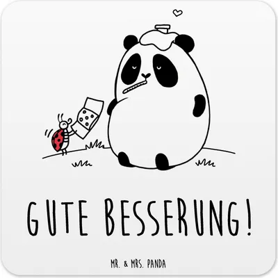 Produktbild von Mr. & Mrs. Panda Tischuntersetzer Panda Gute Besserung 15er Set - Weiß - Geschenk, Untersetzer Gläser, Glas-Untersetzer, Coaster, für, Tassenuntersetzer