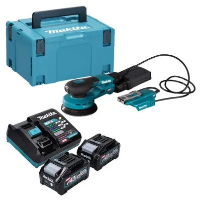 Obrázek produktu pro Makita BO 003 CGM201 Akumulátorová orbitální bruska 40 V max. 125 mm 3,0 mm zdvihu Bezkartáčová + 2x akumulátor 4,0 Ah + nabíječka + Makpac