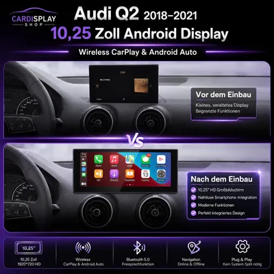 Produktbild von 10,25 Zoll Android 14 Display Audi Q2 2018-2021 CPU 685 8 GB RAM/256 GB CarPlay & Android Auto