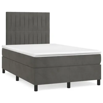 Produktbild von vidaXL Boxspringbett mit Matratze Dunkelgrau 120x190 cm Samt