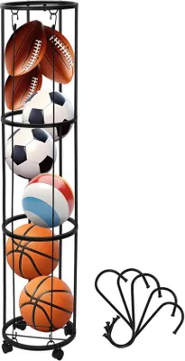 Zdjęcie produktu dla Azomor – przestronny i solidny stojak ścienny z trzema półkami na piłki sportowe
