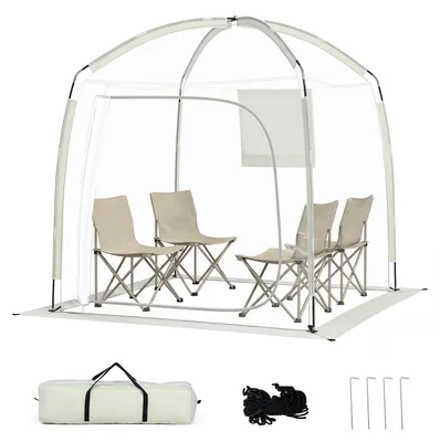 Image de Tente transparente COSTWAY 215 x 215 cm, tente de sport résistante aux intempéries avec vue panoramique à 540°, tente bulle pour 2 à 4 personnes, tente de camping avec piquets et tendeurs