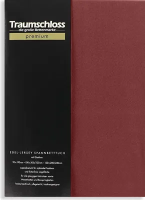 Produktbild von Traumschloss Premium Edel-Jersey Spannbettlaken 180-200 x 200-220 cm bordeaux 165g/m², 95% gekämmte Mako Baumwolle, 5% Elasthan