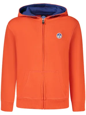 Immagine prodotto di Felpa con cappuccio sostenibile per bambini, color arancione, con logo applicato