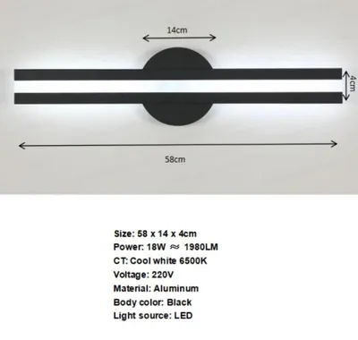 Produktbild von LED-Wandleuchte - Moderne Wandbeleuchtung - 18 W - 2 Lichtquellen - Nach oben und unten gerichtetes Licht - Nicht dimmbar - Aluminium