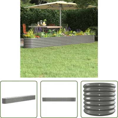 Produktbild von The Living Store Hochbeet Pulverbeschichteter Stahl 332x40x36 cm Grau