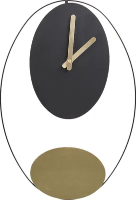 Produktbild von BELIANI Wanduhr Schwarz u. Gold Metall Oval mit Pendel Zeigern Batteriebetrieben ohne Zahlen Indizes Sekundenzähler Modernes Design Uhr für Wohnzimmer
