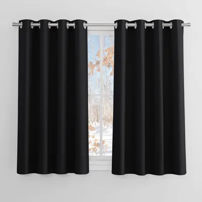 Image de Rideaux occultants - Prêts à poser - Noir - 117 x 137 cm - Lot de 2 - Pour salon et chambre