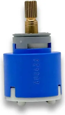 A close-up studio shot of a faucet cartridge.