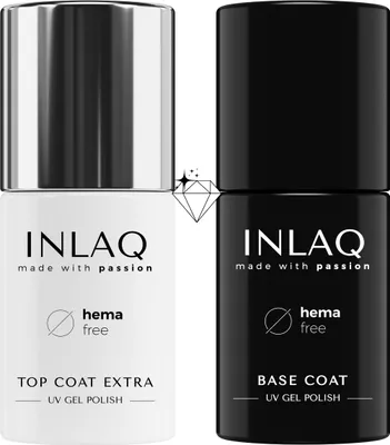 Produktbild von INLAQ® HEMA Free Top Coat Extra + Base Coat | Komplett-Set für Top & Base für Hybridlacke 2x6ml
