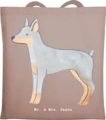 Produktbild von Mr. & Mrs. Panda Tragetasche Dobermann Pinscher Moment - Braun Pastell - Geschenk, Einkaufstüte, Laptoptasche, Schultasche, Tote Bag, Jutebeutel