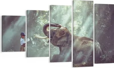 Produktbild von Bild auf Leinwand - Leinwandbild - Elefant Dschungel Stoßzahn - 100x60cm - Wand Bild - Wanddeko - Leinwanddruck - Bilder - Kunstdruck - Wanddekoration - Leinwand bilder - Wandkunst - EG100x60-3486