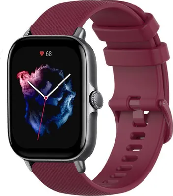 Produktbild von Strap-it Amazfit GTS 3 Luxus Silikonarmband (Dunkelrot)