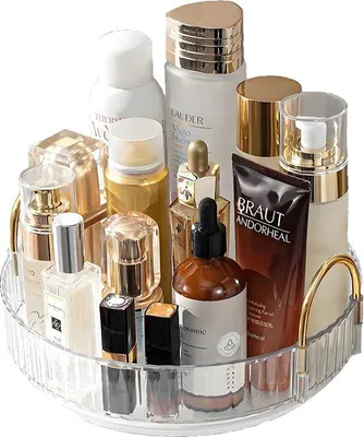 Produktbild von 360° drehbarer Make-up-Organizer für Lippenstifte, Schmuck, Nagelpflege, Hautpflege und Parfüm – Großer Schreibtisch-Organizer mit hoher Kapazität