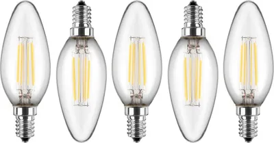 Productafbeelding van 5 x Blulaxa LED Filament Leuchtmittel Kerze 4,5W E14 klar 470lm warmweiß 2700K 300°