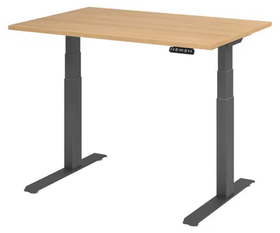 Produktbild von bümö Schreibtisch elektrisch XDKB - Größe: 120 x 80 cm, Gestell: Graphit, Nachbildung: Eiche