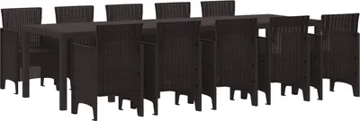 Immagine prodotto di Set da Pranzo per Giardino con cuscino 11 pcs Marrone Rattan