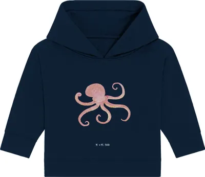 Produktbild von Mr. & Mrs. Panda Organic Baby Hoodie Tintenfisch 12. - 18. Monat - French Navy - Geschenk, Krake, Meer, Lustige Sprüche, Wasser, Meerestier, Kapuzenshirt, Ozean