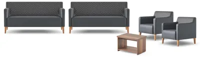 Immagine prodotto di Set da studio 5 pezzi nero 2x 3 posti 2x poltrona marrone tavolino da caffè