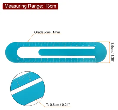 Produktbild von Gerader Lineal 13cm metrische Lesezeichen Clip Lineal aus Metall Aluminiumlegierung Skala auf beiden Seiten Messwerkzeug zum Messen, Studieren, Lesen, Klassenzimmer, Bš¹ro, Blau