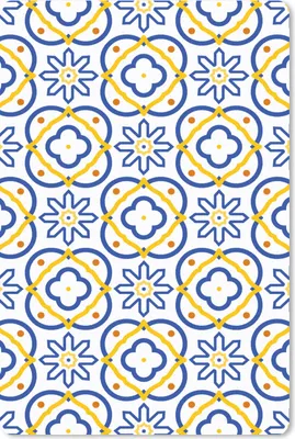 Produktbild von MuchoWow® Mauspad Mousepad Blume - Blau - Gelb - Kacheln - Muster 18x27 cm - Mousepads - Maus Mat - Pad - Mausunterlage