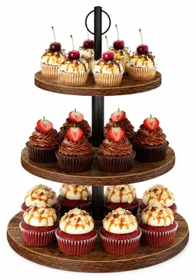 Produktbild von Holz-Etagere mit 3 Etagen für Cupcakes