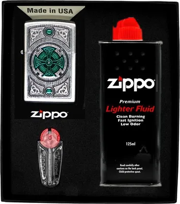 Produktbild von ZIPPO Feuerzeug Set CELTIC GREEN CROSS Geschenk Nr. 1