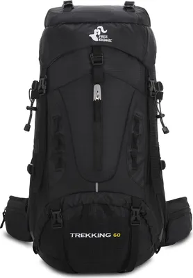 Produktbild von 60L Wasserdichter leichter Wanderrucksack mit Regenschutz, Outdoor Sport Tagesrucksack Reisetasche für Klettern Camping Reisen,Schwarz