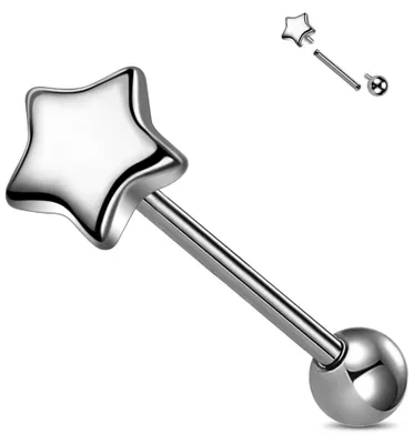 Productafbeelding van Ster Tong Barbell Piercing met Titanium en Zirconia