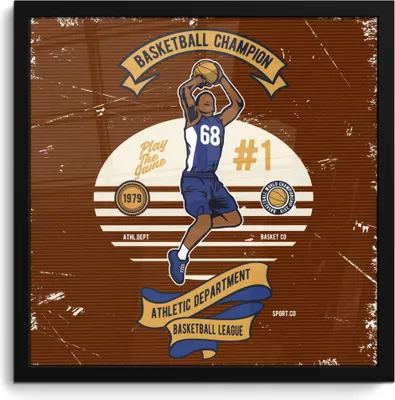 Produktbild von MuchoWow® MuchoWow® Gerahmtes Poster Mancave - Basketball - Vintage - Rot 40x40 cm - Poster mit zchwarzem Bilderrahmen - Mit Rahmen - Wanddekoration Schlafzimmer