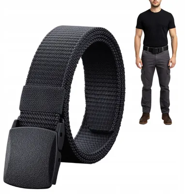 Produktbild von Herren Stoffgürtel schwarz 120cm mit eleganter Schnalle