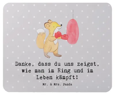 Produktbild von Mr. & Mrs. Panda Mouse Pad Boxen Trainerin - Grau Pastell - Geschenk, Sportart, computer mauspad, Mousepad, Danksagung, Boxentraining Übungen, laptop, mousematte