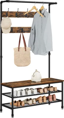 Produktbild von VASAGLE Garderobenständer Garderobe, mit Sitzbank, mit 9 Haken, multifunktionale