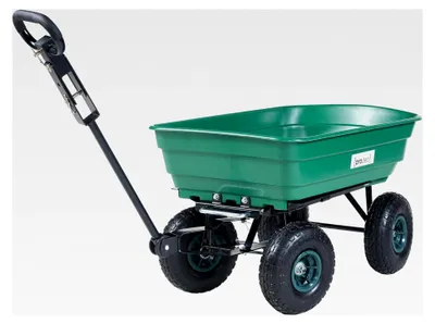 Produktbild von Bollerwagen Corfinio Transportwagen mit Kippfunktion 111 x 51 cm Handwagen Luftreifen max. 250 kg Gartentrolley Gartenwagen Grün/Schwarz