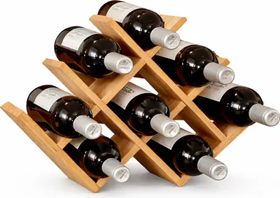 Produktbild von Relaxdays Weinregal, 8 Flaschen, Bambus, HxBxT: 29 x 42,5 x 10 cm, Weinhalter für Rot- & Weißwein, Flaschenregal, natur