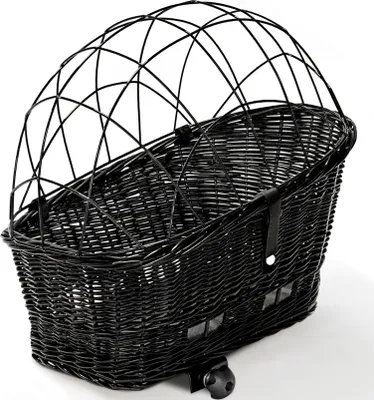 Produktbild von Hundefahrradkorb aus Weide mit Gitter für Gepäckträger XXL 60x39 cm (S-S)