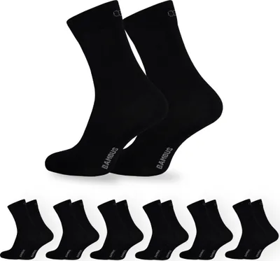 Produktbild von OCERA 6 Paar Bambus Socken (Uni) für Damen und Herren in verschiedenen Farben - 6x Schwarz, 39-42