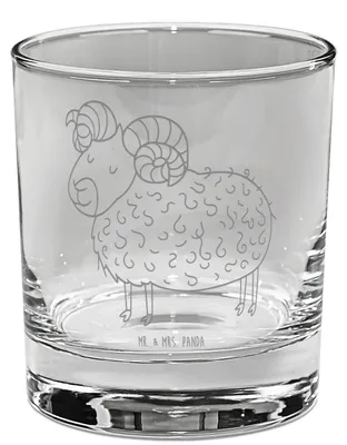 Produktbild von Mr. & Mrs. Panda Glas Sternzeichen Widder - Transparent - Geschenk, gravur, Tumbler, Gin, Aszendent, Geburtstag März, April, Schafbock, Trinkglas, Bock