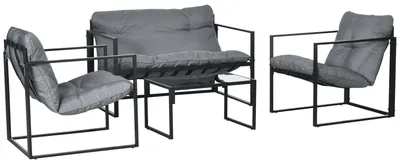 Image de Ensemble de jardin pour 4 personnes comprenant : 1 canapé 2 places, 2 fauteuils et 1 table basse, avec 3 coussins