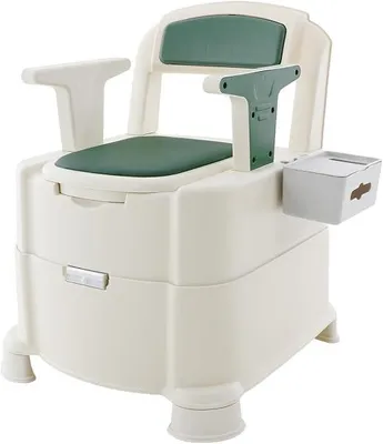 Image de Toilette portable avec accoudoirs pour personnes âgées, commode de chevet pour toilettes | Siège de toilette, capacité de charge jusqu'à 100 kg, commode mobile pour personnes âgées, femmes enceintes, patients